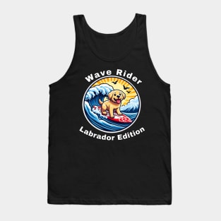 Wave Rider Labrador Edition- Labrador Puppy Surfing on the Great Waves off Kanagawa Tank Top